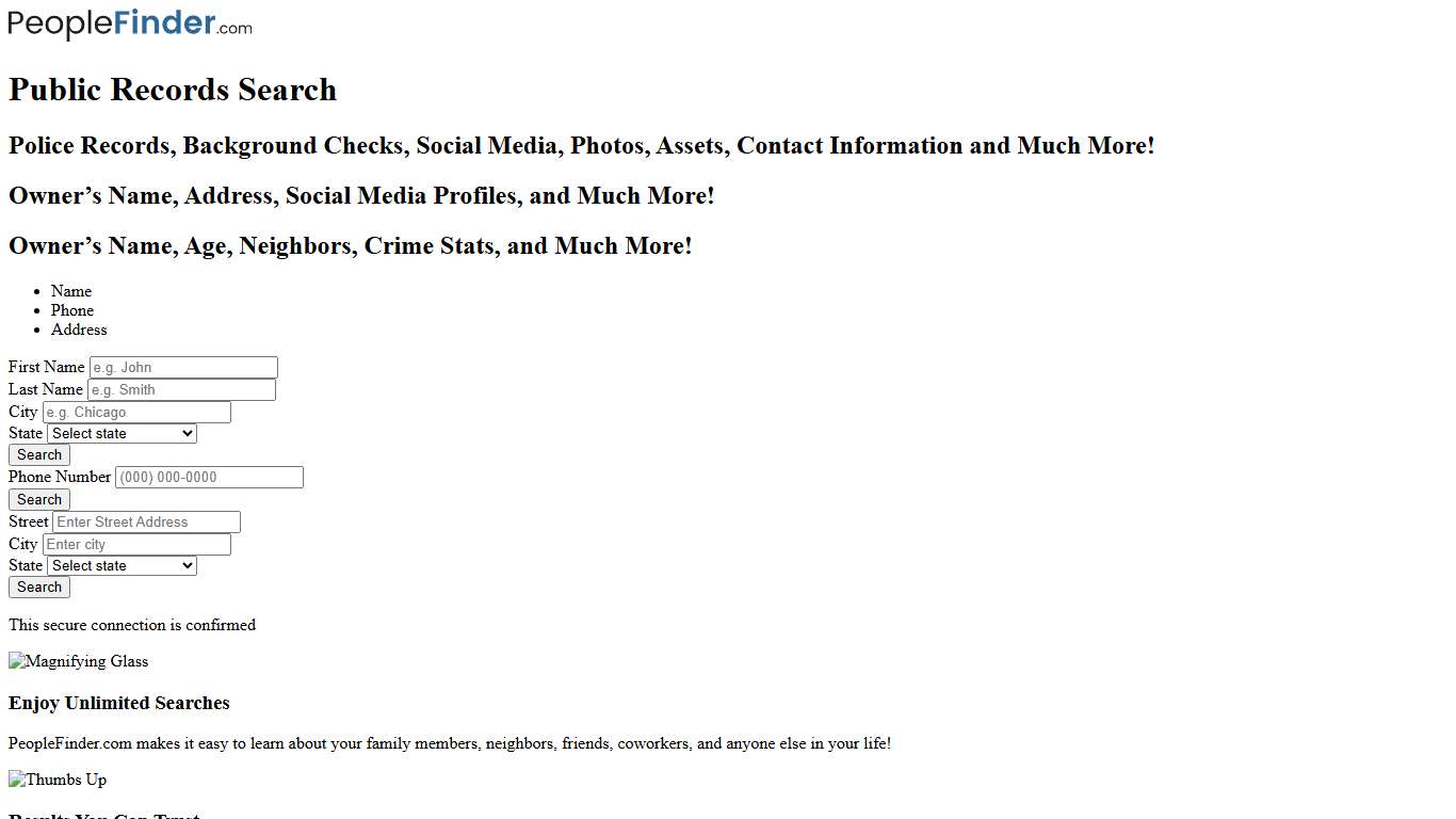 People Finder - People Search, Background Checks & Phone Number Lookup